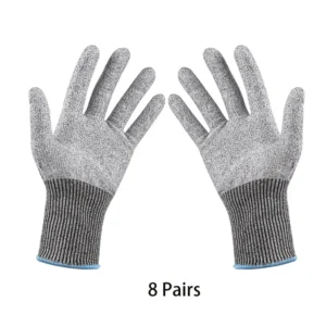8 Pairs of 5th Level Cut-Resistant Safety Gloves