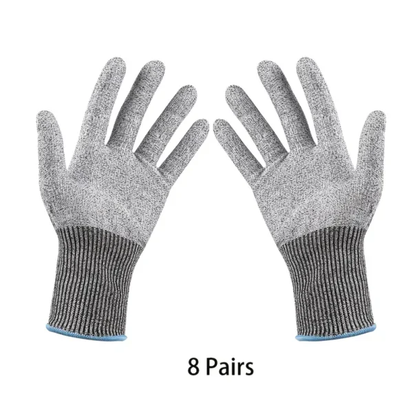 8 Pairs of 5th Level Cut-Resistant Safety Gloves